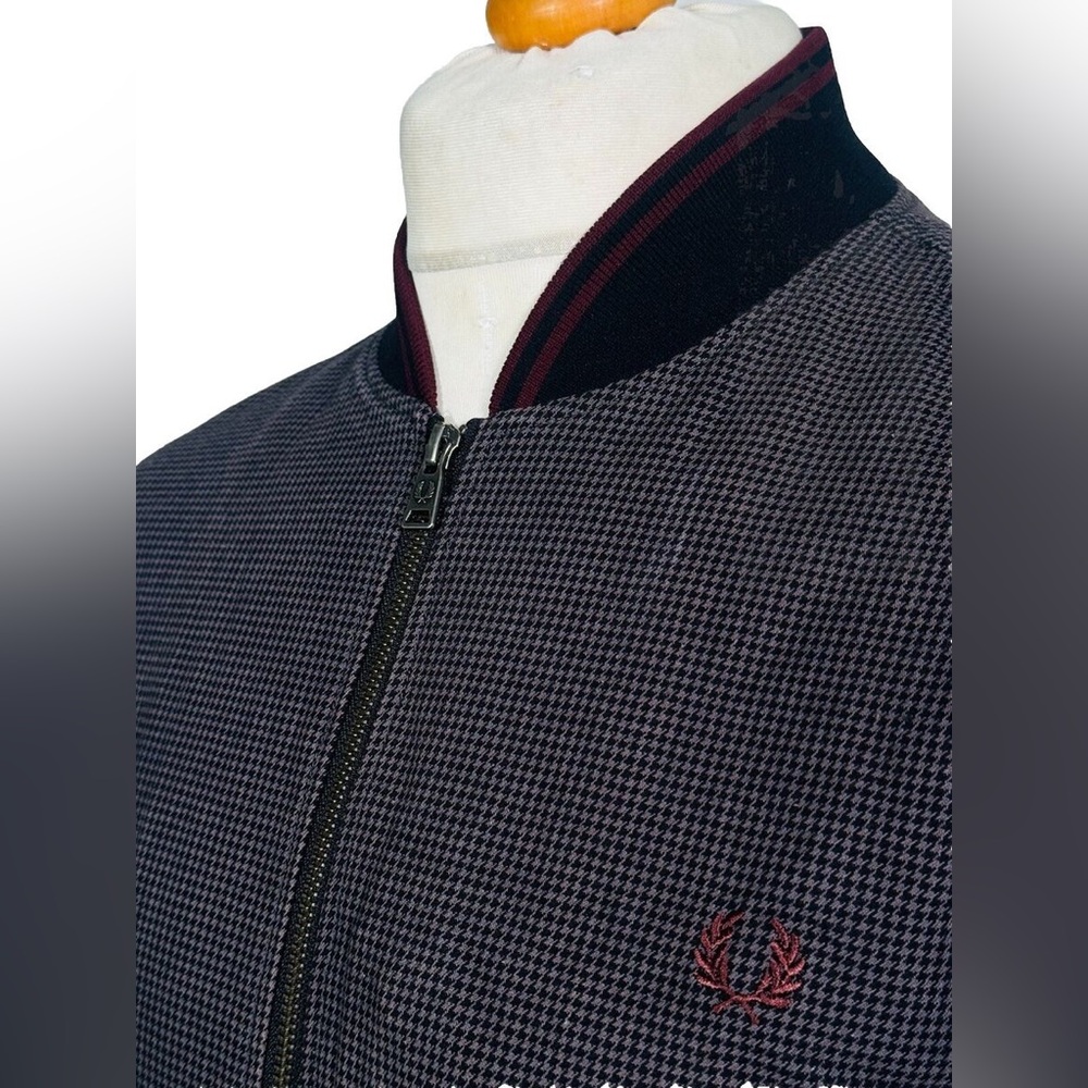 Fred Perry Houndstooth Bomber Jacket - Medium - *Small Stain*